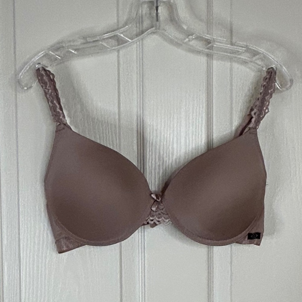 Nanette Lepore Bra‎ 38C Lace Trim Underwire Padded Taupe - Picture 2 of 11